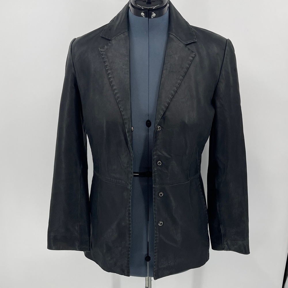 MOSSIMO WOMENS SIZE S Black Leather fitted Jacket